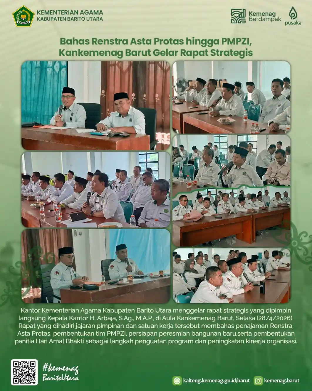 Bahas Renstra Asta Protas hingga PMPZI, Kankemenag Barut Gelar Rapat Strategis
