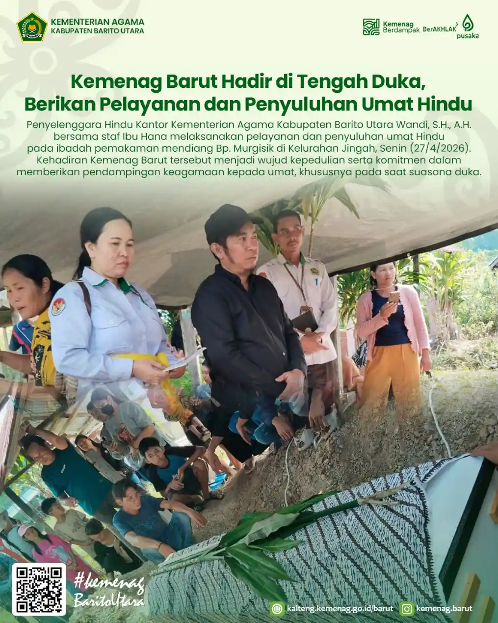 Kemenag Barut Hadir di Tengah Duka, Berikan Pelayanan dan Penyuluhan Umat Hindu